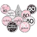 Pink 80th Birthday Party Favors Stickers, Chocolate Kisses Candy Labels for Guests - 180 Count