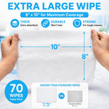 Air Jungles Glass Cleaner Wipes 70 Count, No Cloth Needed, XL 10" x 8" Streak Free Cleaning Wipes for Windows, Mirrors, Car Windshield, Removes