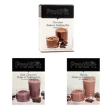 PROTIFIT - High Protein Pudding & Shake Mix 3 Pack, Chocolate Bundle: Chocolate, Dark Chocolate, Mocha, Meal Replacement, 7 Servings Per Box, (3 Pack)