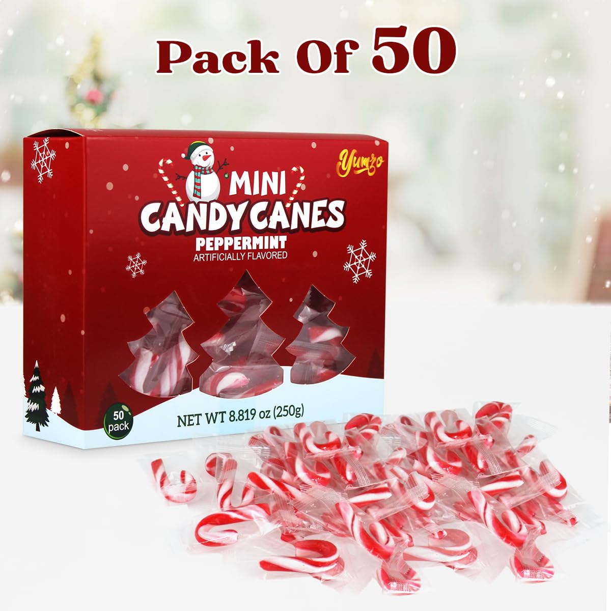 Christmas Mini Candy Canes Classic Red & White Peppermint Flavor for Holiday Family Indulgement - Small Candy Canes Individually Wrapped for Kids