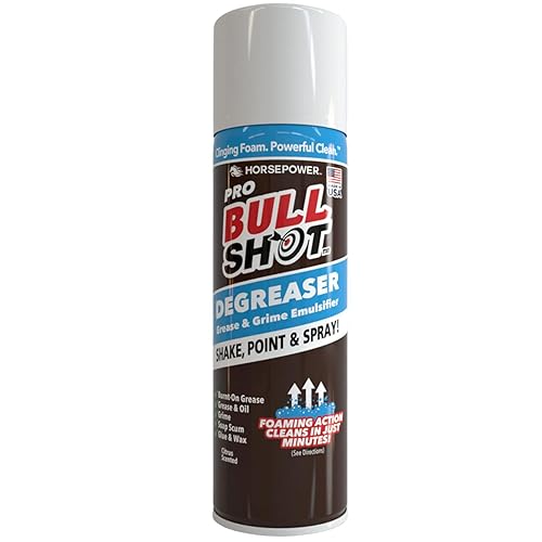 Bull Shot Degreaser Pro, Foaming Degreaser & Grime Remover, Heavy-Duty, AS SEEN ON TV, Residue-Free, Shake, Point & Spray, Emulsifies Grease, Oil