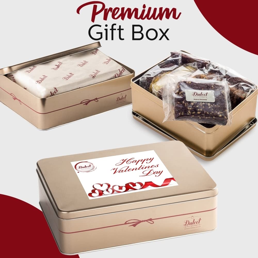 Dulcet Gift Basket Gourmet Brownie and Cookie Snack Signature Gift Basket-Includes a Variety of Pastries in an Elegant Hand Assembled Tin Box, Wish