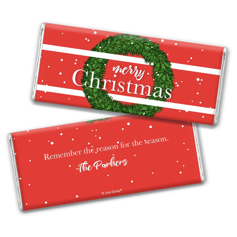 Christmas Candy Personalized Holiday Wrappers for Candy Bars (25 Wrappers)