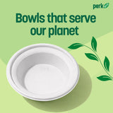 Staples Perk Eco 12 Oz Compostable Paper Bowls, 125 Count Bulk Disposable Bowls for Soups, Snacks and Everyday Meals, White