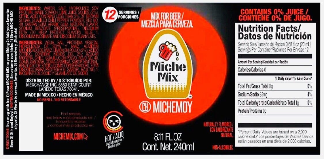 Michemoy Michelada MicheMix Original for Beer Bloody Mary Cocktails 8oz ea 3X