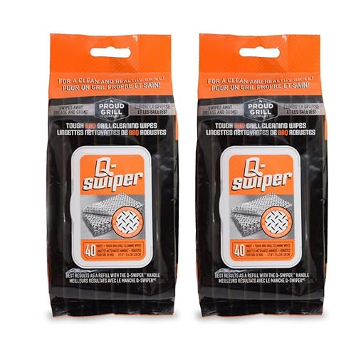 Proud Grill Q-Swiper Grill Cleaning Wipes - Bristle & Wire Free BBQ Cleaner, Heavy Duty Degreaser Wipes, Grease & Grime Remover for Outdoor Barbecue