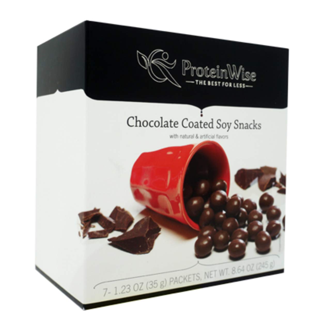 Proteinwise Chocolate Coated Soy Snacks, High Protein, Cholesterol Free, Healthy Diet, Low Carb, Low Calorie, Trans Fat Free, 7Count/Box