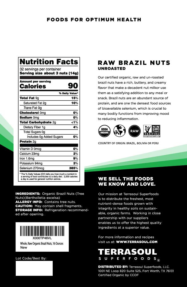 Terrasoul Superfoods Organic Brazil Nuts, 5 Lbs (5 Pack) - Raw | Unsalted | Rich in Selenium