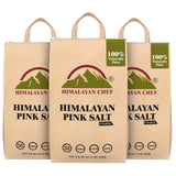 Himalayan Chef Pink Himalayan Salt - 15 lbs. (3 x 5 Pound Bulk Bags) Coarse Grain, Pure 100% Natural, Non-GMO, Vegan, Halal and Kosher Certified, Food