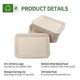 AICHEF 100 Pack 14 inch Large Disposable Food Trays for Crawfish Seafood Boil BBQ Dessert, Large Paper Plates 14 inch Heavy Duty Disposable Serving