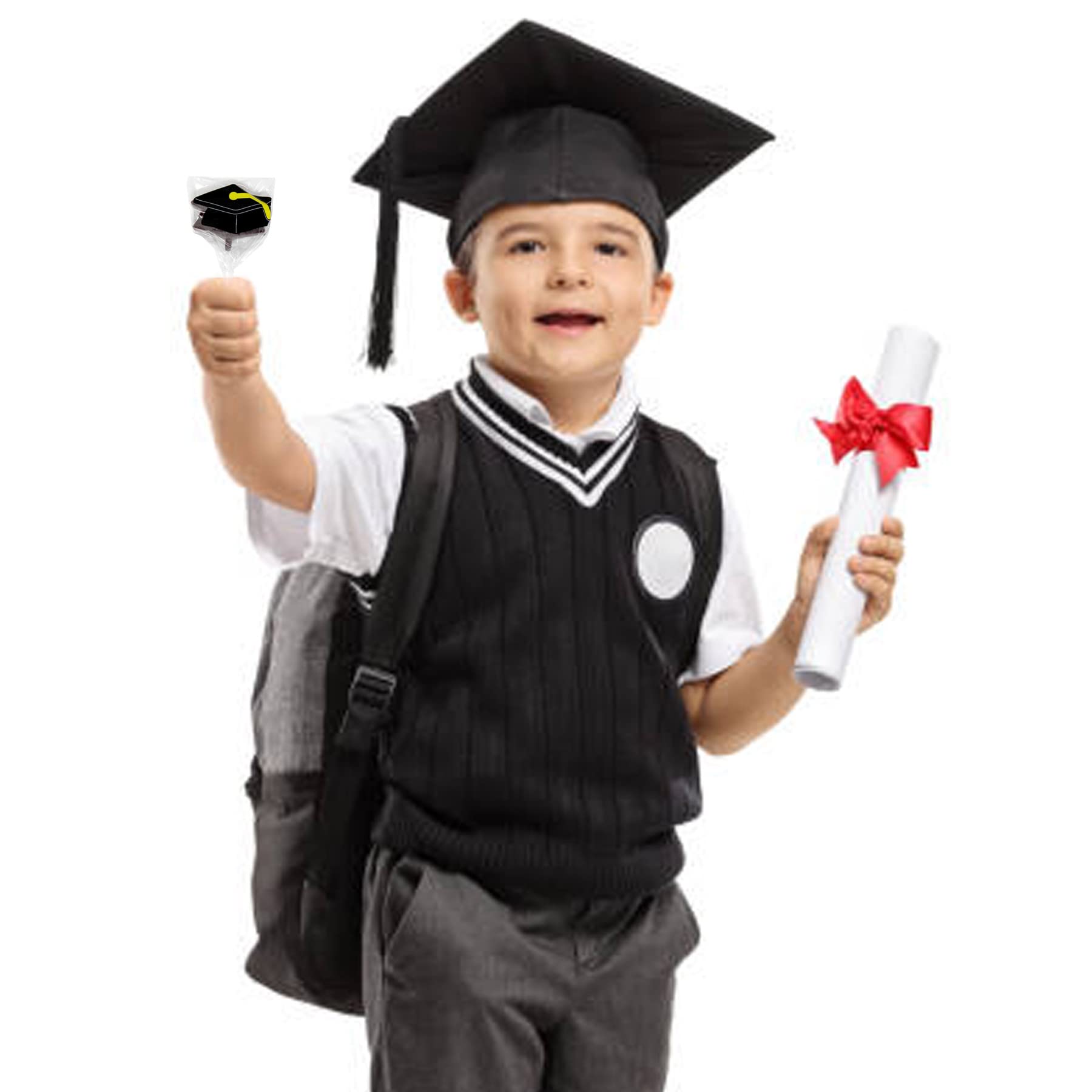 Graduation Hat Lollipops - Grad Party Suckers - Graduation Party Favors - 12 Individually Wrapped Graduation Candy Pops - Graduation Decorations
