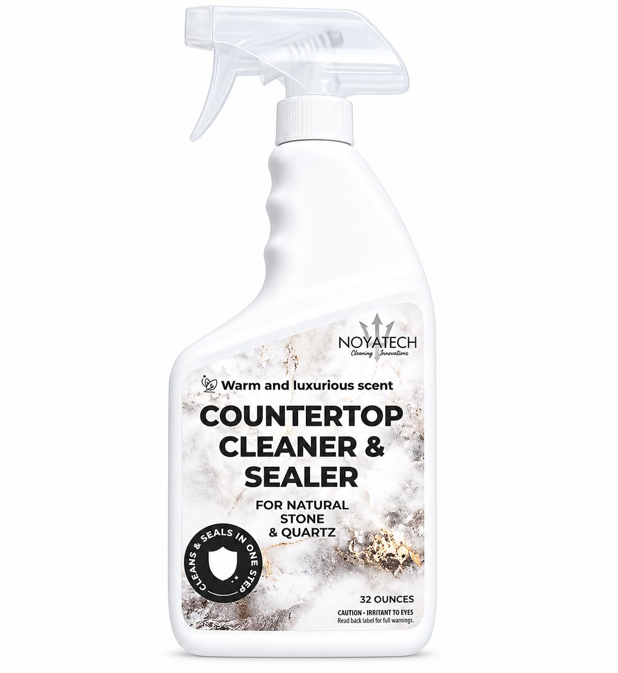 NOYATECH Countertop Cleaner & Sealer - Streak-Free Spray for Granite, Marble & Quartz | Cleans & Protects in One Step | USDA BioBased, Non-Toxic, No