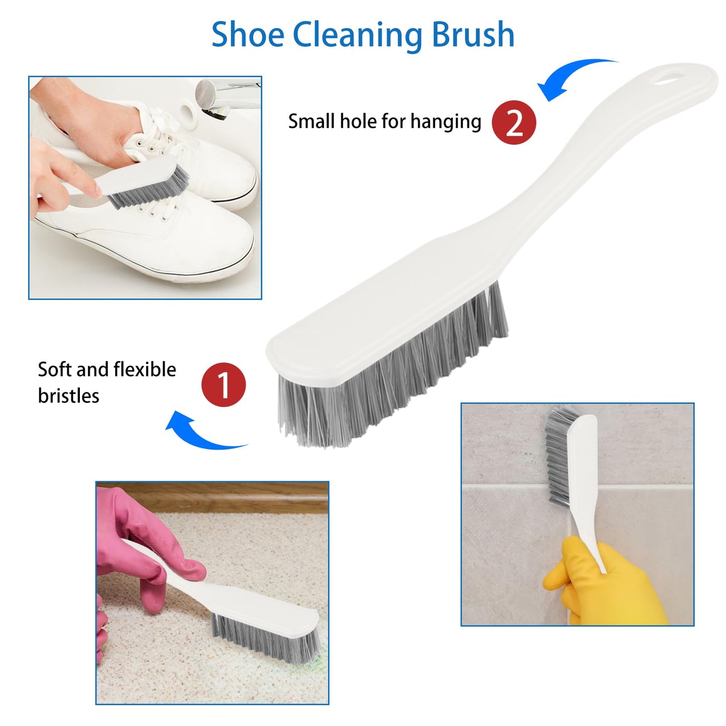 6 Pack Multipurpose Household Cleaning Set, Deep Cleaning Brush Set with Grips - Dish, Scrub, Bottle, Shoe, Groove Gap, Keyboard Brush for Kitchen