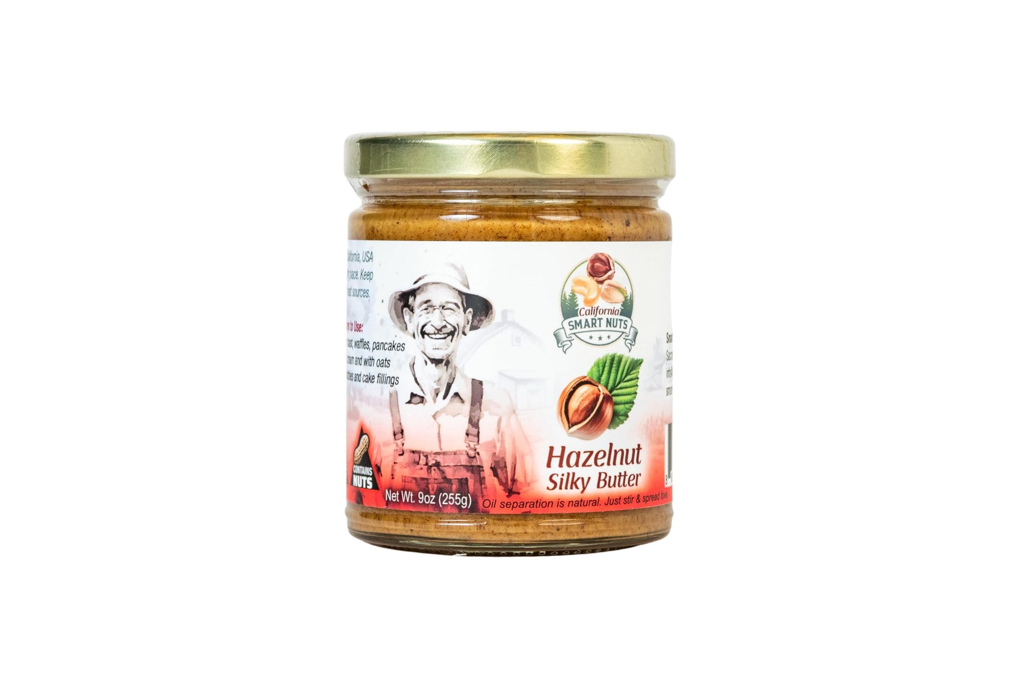Smart Nuts Hazelnut Nut Butter - Roasted Hazelnuts with Honey & Tahini, Creamy Artisan Spread, 9 oz