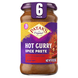 Patak's Hot Curry Spice Paste, Indian Cooking with Freshly Ground Spices, Ideal for Chicken, Vegetables & One-Pot Meals, Base, 10 oz Jar, 6-Pack