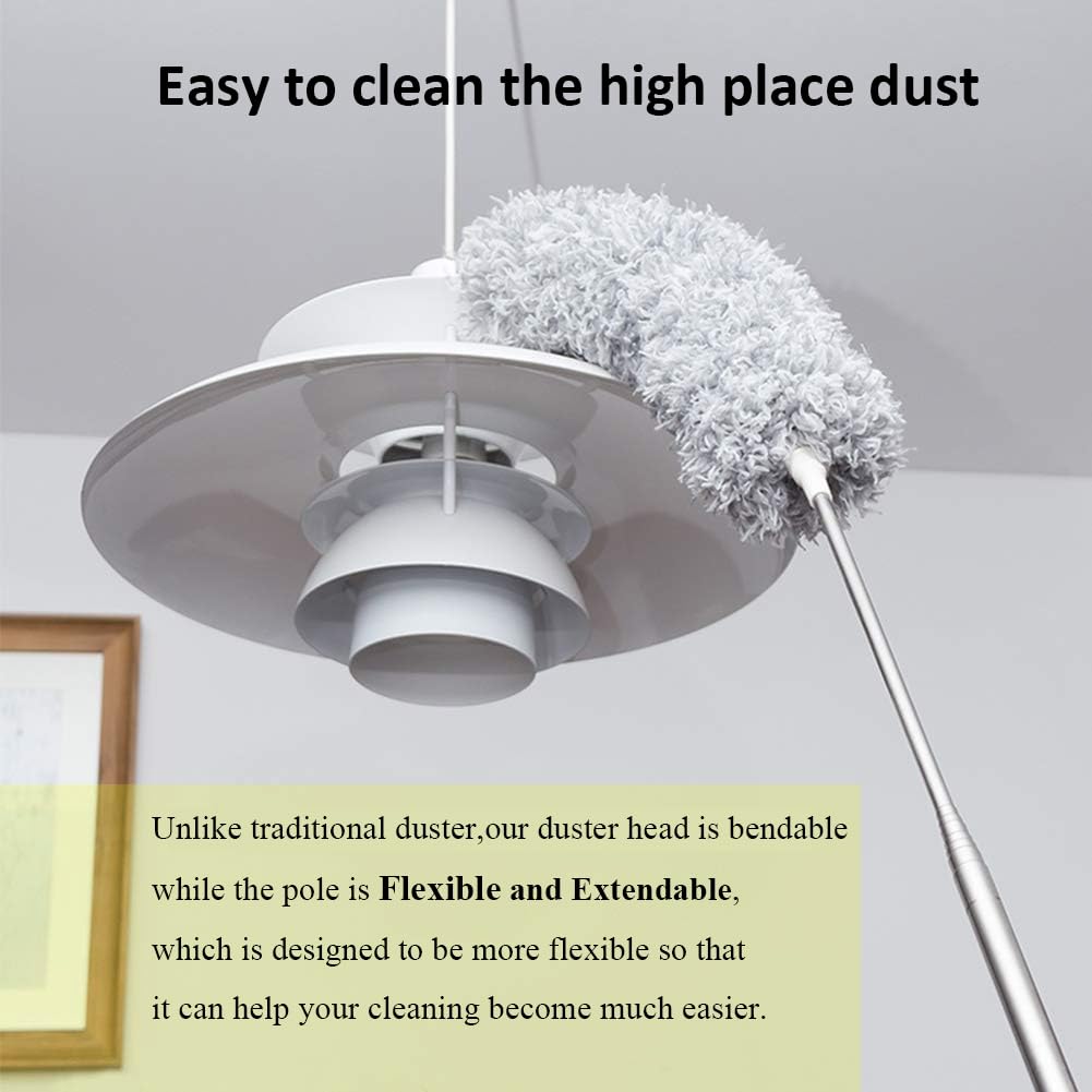 DELUX Microfiber Feather Duster Extendable Duster with 100 inches Extra Long Pole, Bendable Head & Long Handle Dusters for Cleaning Ceiling Fan, High