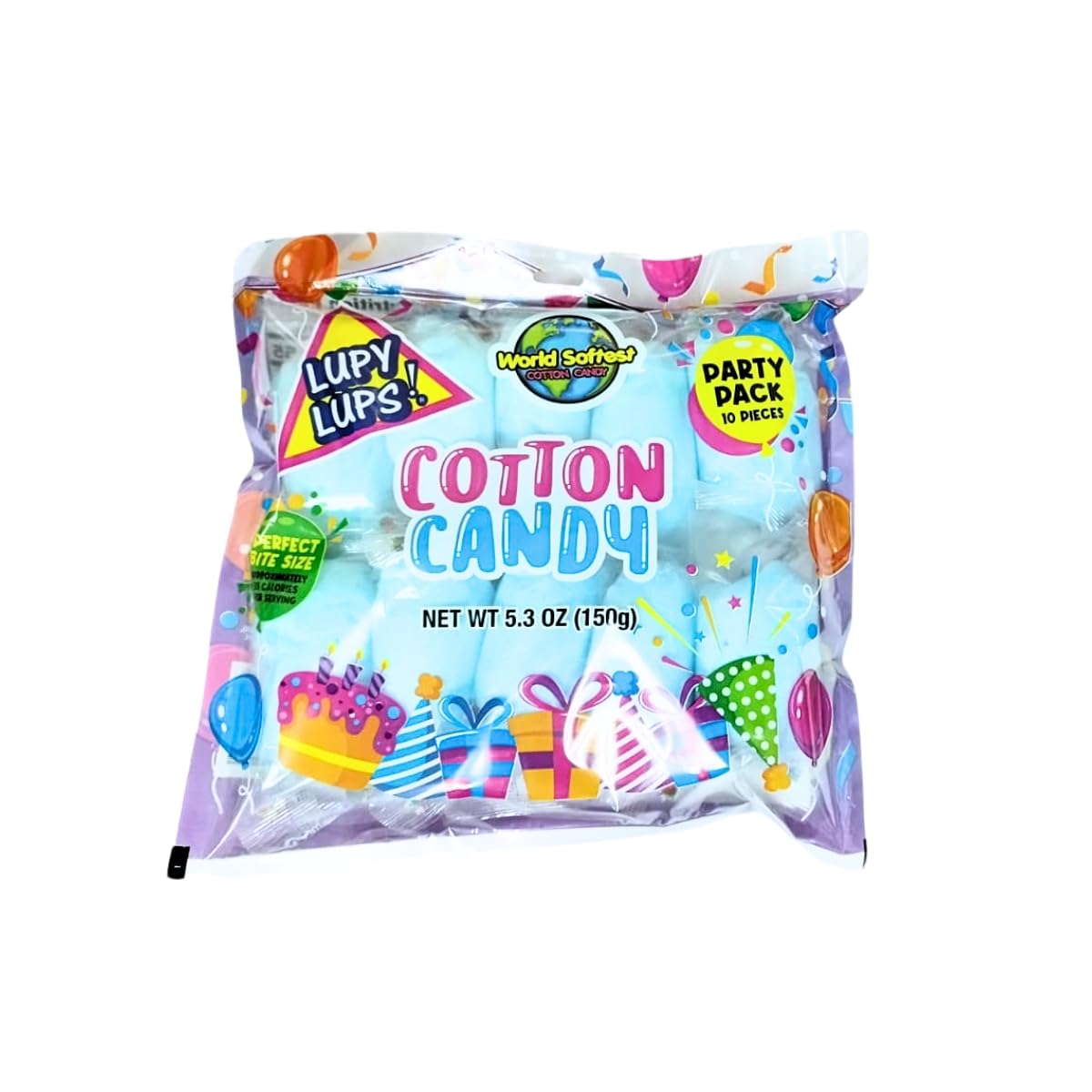 Lupy Lups! Cotton Candy Party Pack - Individually Wrapped Small bags, 0.5 oz Each - Perfect for Stockings, Treats, Party Favors, Buffet Tables,