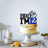 LVEUD 12th Birthday Cake Topper - 'Bro I'm 12' - Officially Teenager - Boy's 12th Birthday Cake Decorations - 12 Years Old - Big Brother Party