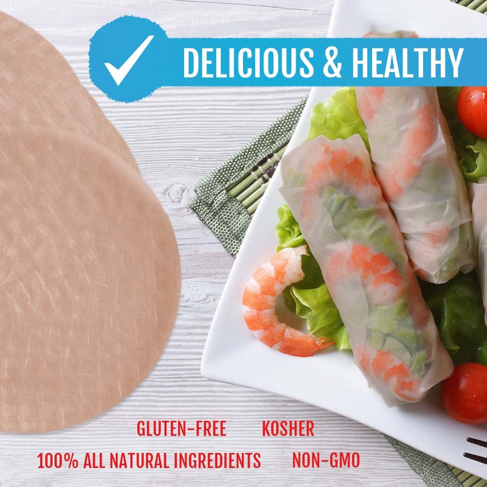 Best of Thailand [Round] Brown Rice Paper Wraps 1 Pack | Perfect for Fresh Spring Rolls & Dumplings | Non-GMO, Gluten-Free, Vegan & Paleo | Kosher