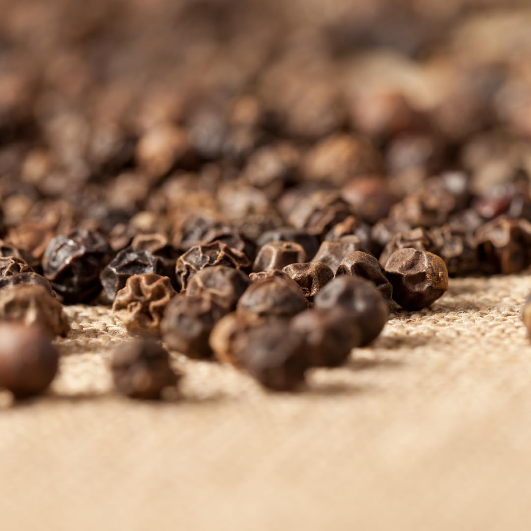 Olive & Vine Whole Black Peppercorn, Bold & Spicy Flavor, Seasoning for Steaks, Soups, Salads, Rich Tradition, Authentic Taste, For Global Recipes