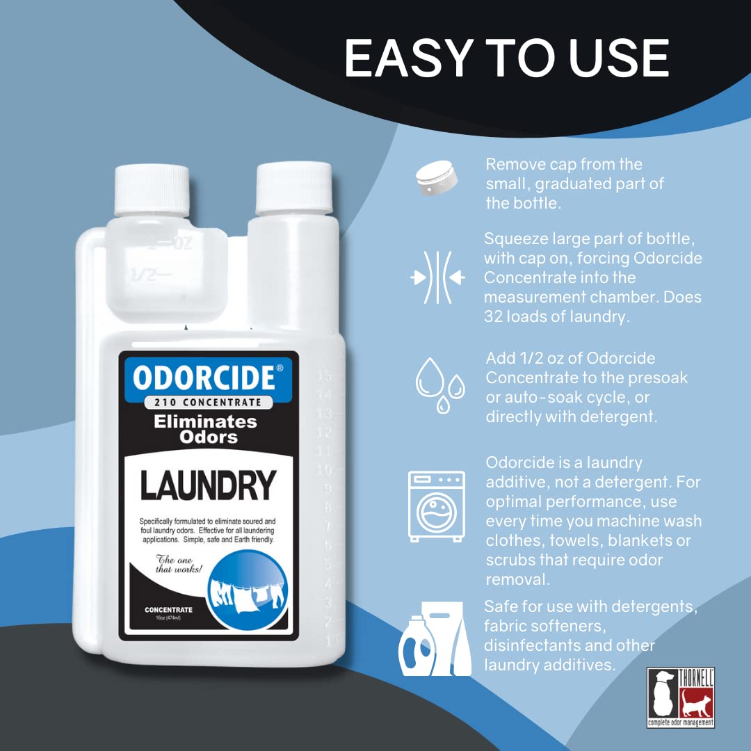Odorcide Concentrated Fresh Linen Scent Laundry Odor Eliminator for Strong Odor, All Laundry Uses - Safe, Non-Enzymatic Odor Neutralizer - Laundry