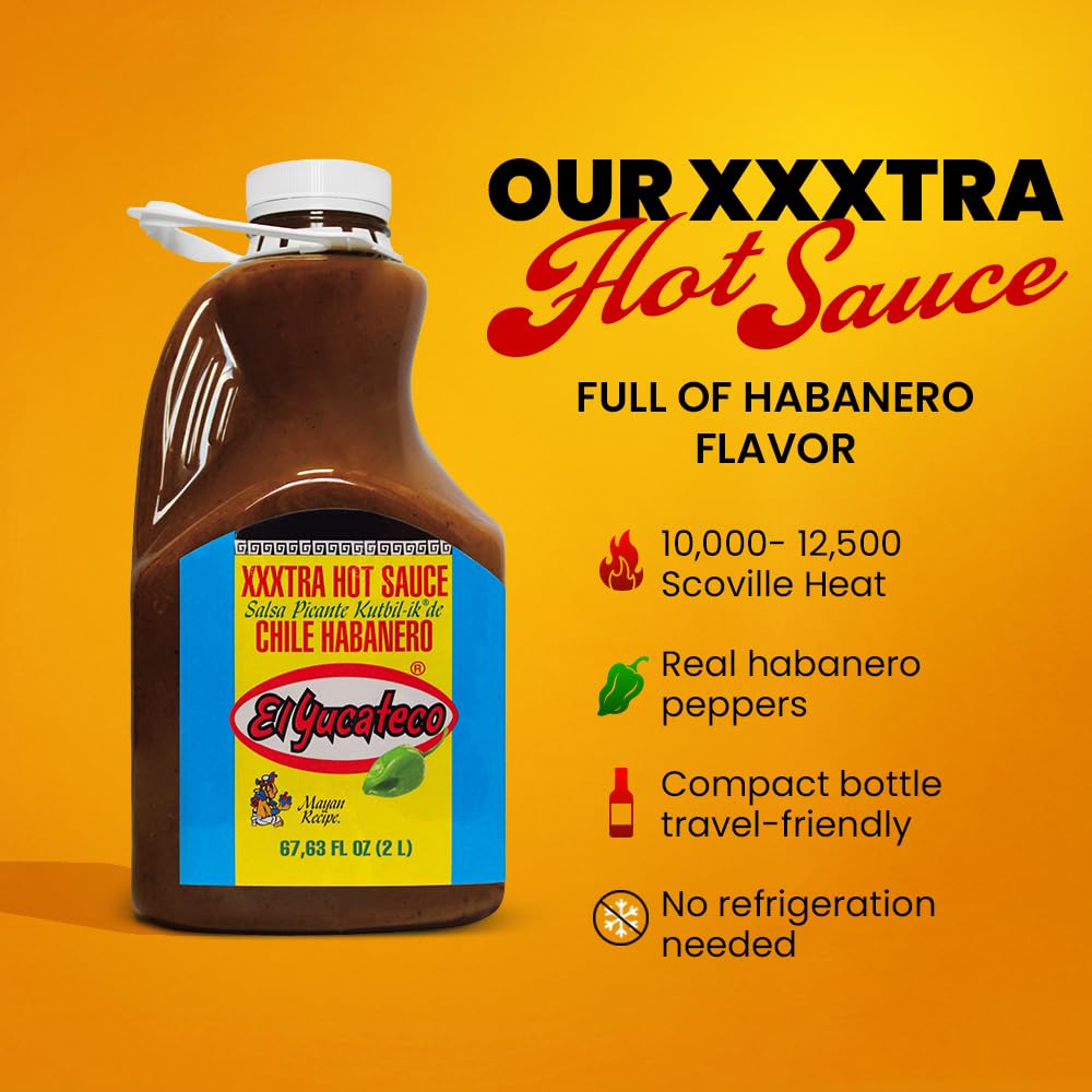 El Yucateco XXXtra Hot Habanero Sauce, 4 fl oz (Half Gallon)