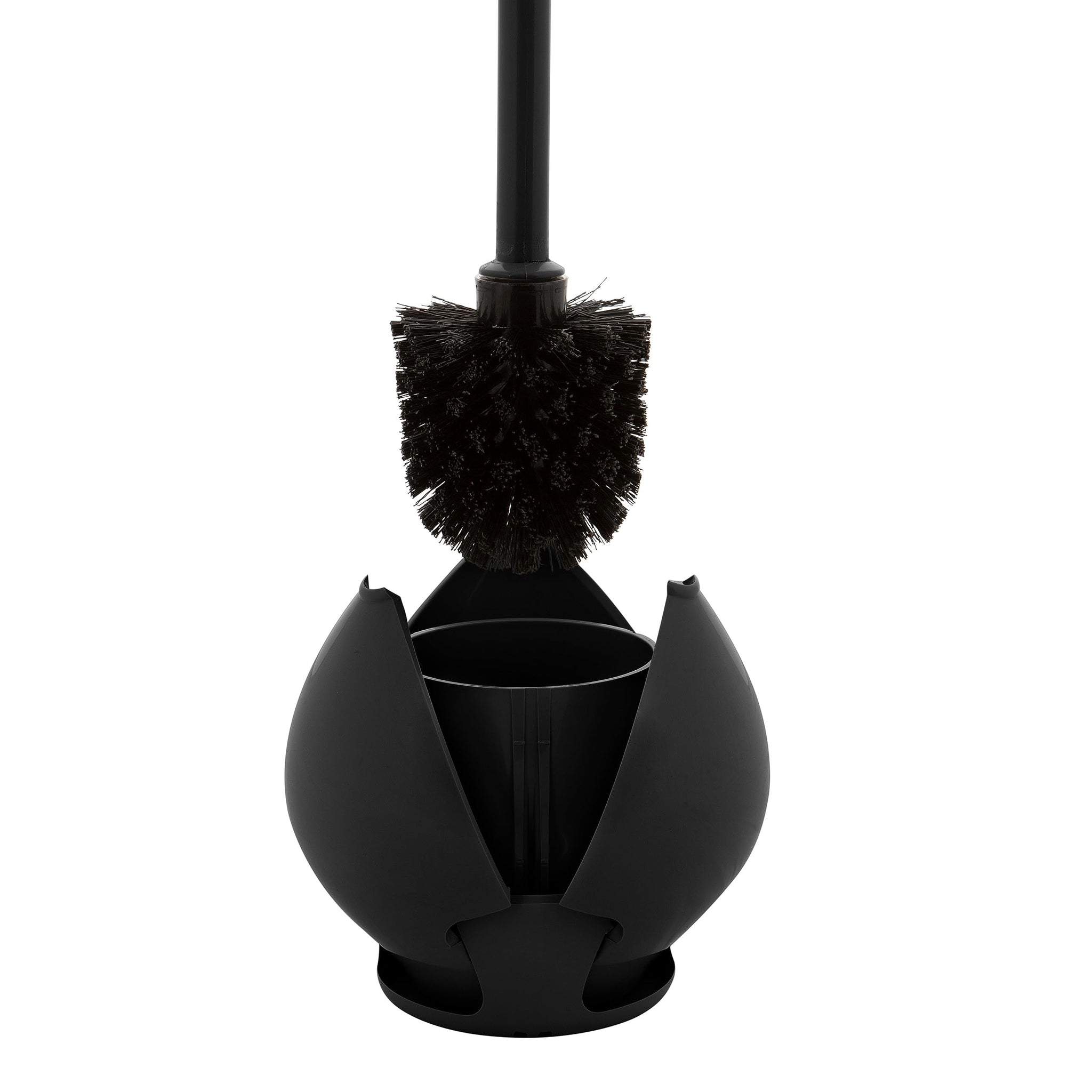 Bath Bliss Tulip Toilet Bowl Brush | Self Closing and Opening | Durable 360 Bristle | Bathroom Cleaning | Black