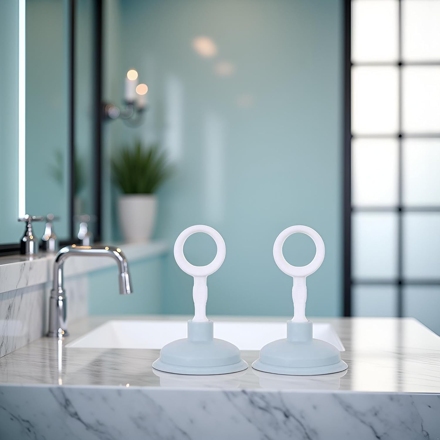 2 Pcs Blue Sink Plunger,Bathroom Small Drain Plunger Portable Kitchen Sink Drains Suction Cup Liquid Plumber Clog Remover Easy To Unclog,Drain