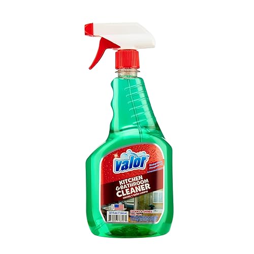 Valor Kitchen & Bathroom Cleaner Spray - Multi-Surface Degreaser & Limescale Cleaning Solution, Eco-Friendly Biodegradable Formula, (32 Fl Oz (Pack