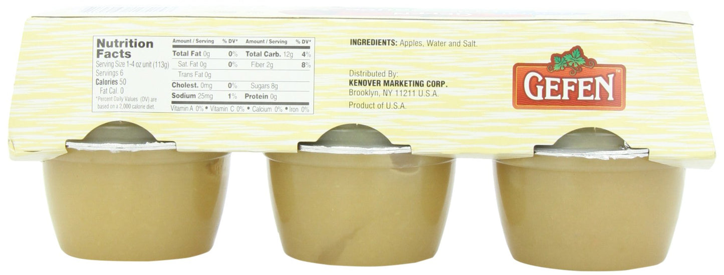 Gefen Apple Sauce, Cups, Natural, Passover, 24-Ounce (Pack of 6)