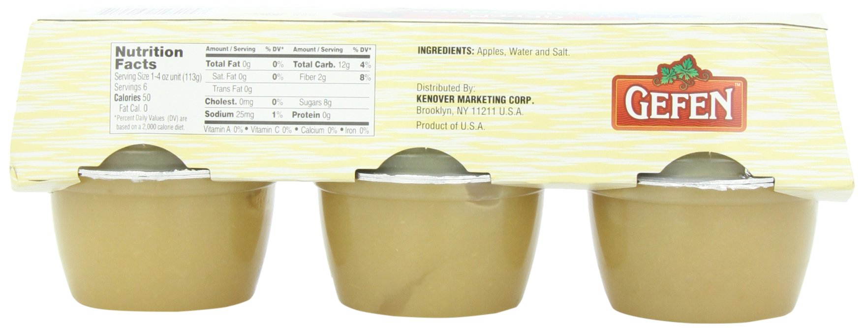 Gefen Apple Sauce, Cups, Natural, Passover, 24-Ounce (Pack of 6)
