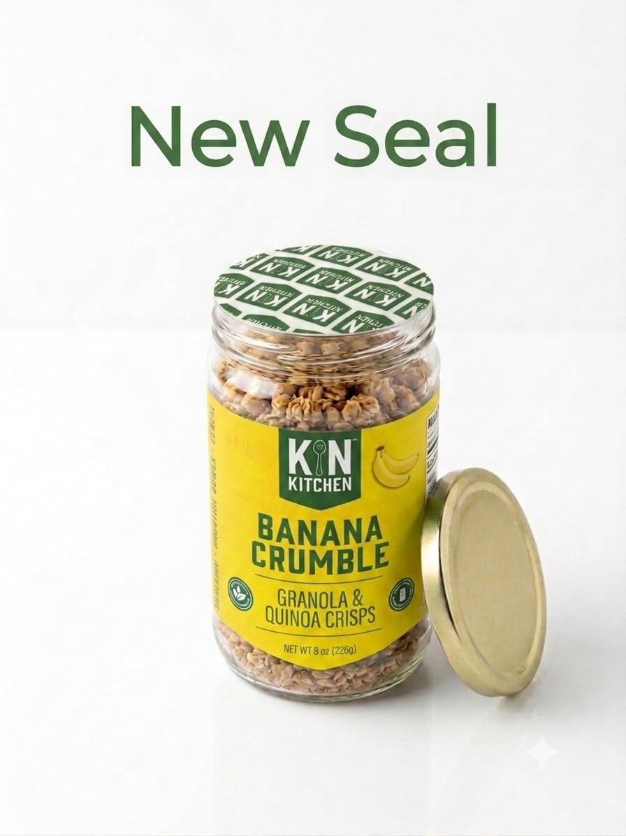 Kin Kitchen non-GMO Granola & Organic Quinoa Crisps, in a Glass Jar Recyclable and Resusable. Made with Real Fruit. No Artificial Colors, Flavors, or