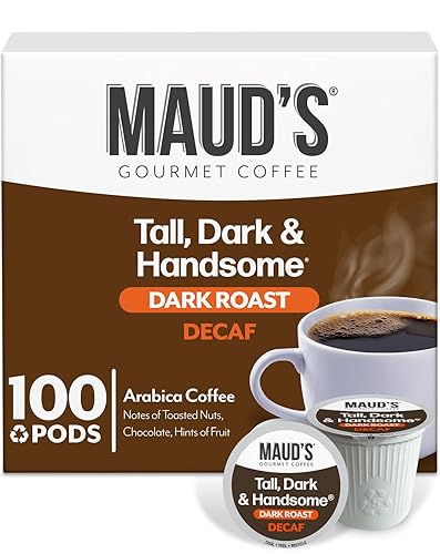 Maud's Decaf Dark Roast Coffee Pods, 100 ct, Decaffeinated Single Serve Pods - 100% Arabica, Compatible with Keurig K Cups Maker