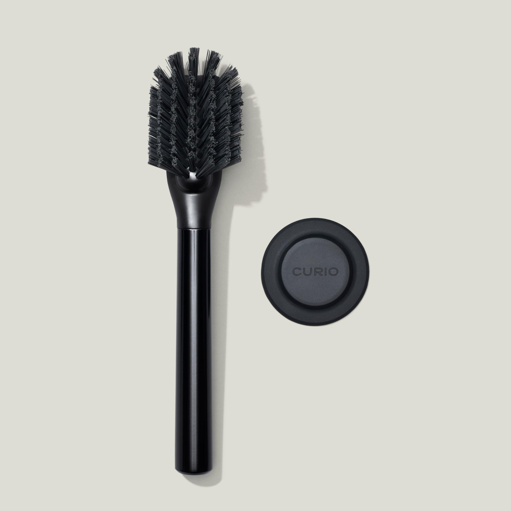 Curio Home Goods Ionic Dish Brush, Magnetized to Stand Upright, Stainless Steel with Replaceable Head, Onyx/Black