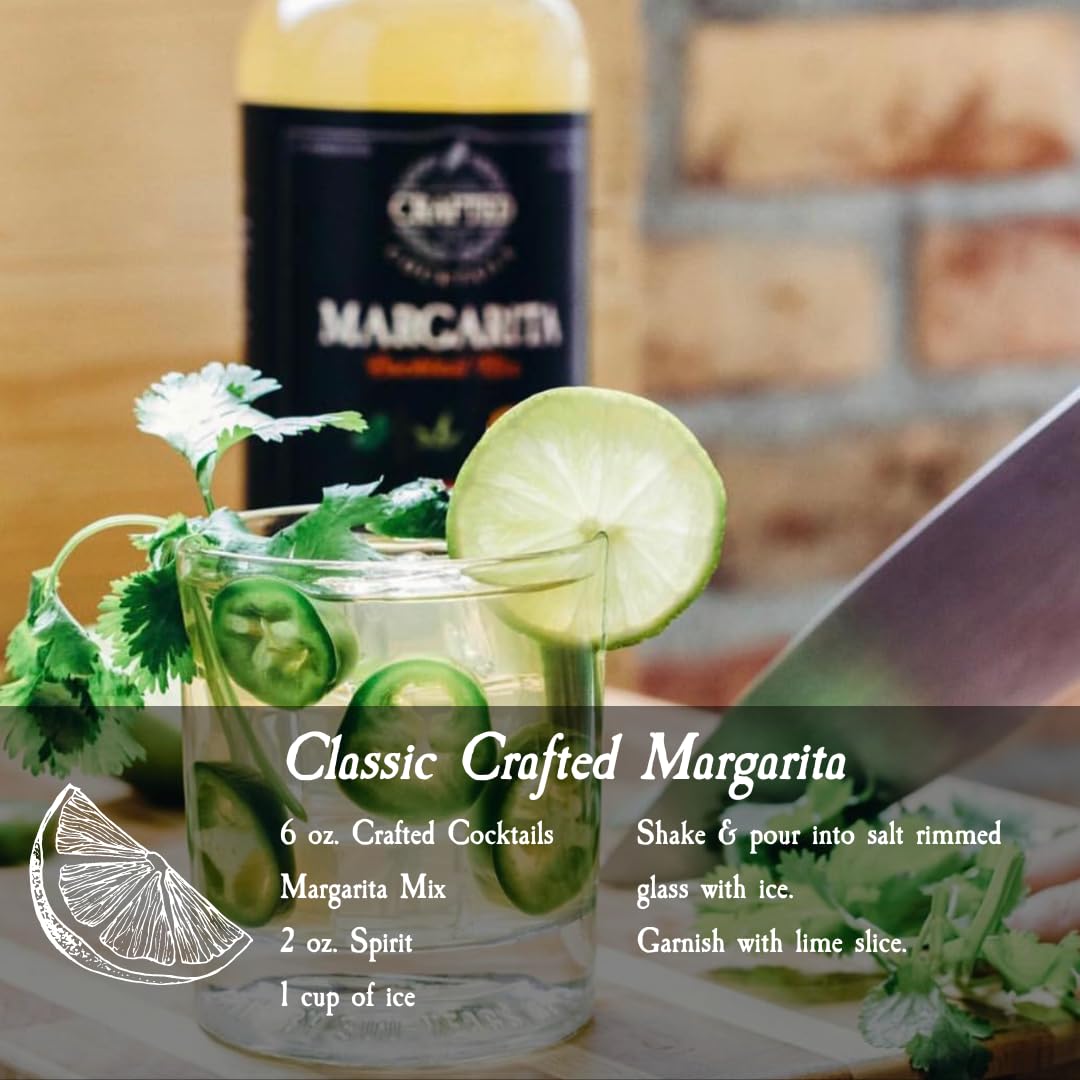 Crafted Cocktails Margarita Mix | 2 Pack (32 Fl Oz Each) | Low Calorie (60 Calories/Serving) | Premium Cocktail & Mocktail Mixer | Clean Ingredients