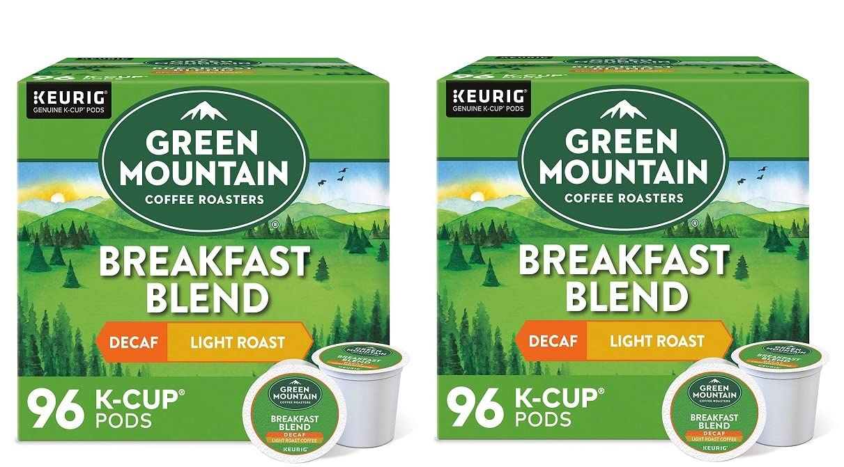Green Mountain Coffee Roasters Decaf Breakfast Blend, Single-Serve Keurig K-Cup Pods, Light Roast Coffee
