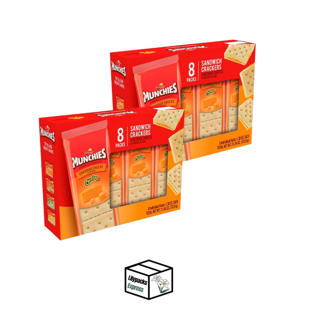Munchies Sandwich Crackers | 2 Packs | 11.04 oz | 96 total individual crackers | Bundled by Lilypacks Express (Cheetos Cheddar)