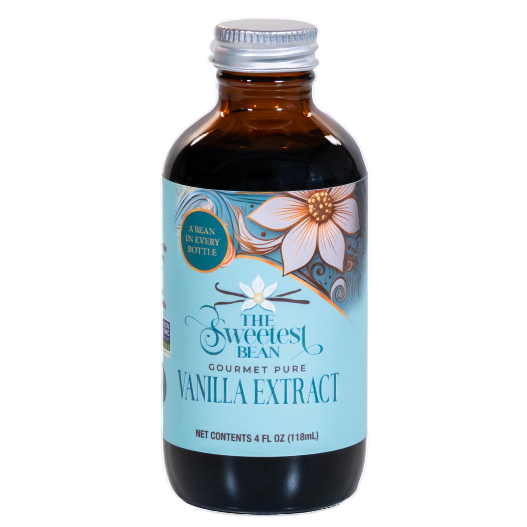 Ugandan Gourmet Pure Vanilla Extract 4 oz - Single-Origin Ugandan Vanilla - Whole Bean Inside - Hand-Crafted, Non-GMO, Gluten-Free, Sugar-Free - The