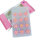 Sentovac 12 Pcs Pink Flowers Icing Decoration Edible Candy Dessert Valentine Sprinkles DIY For Cookie Cake Cupcake Topper Icing Frosting Decoration