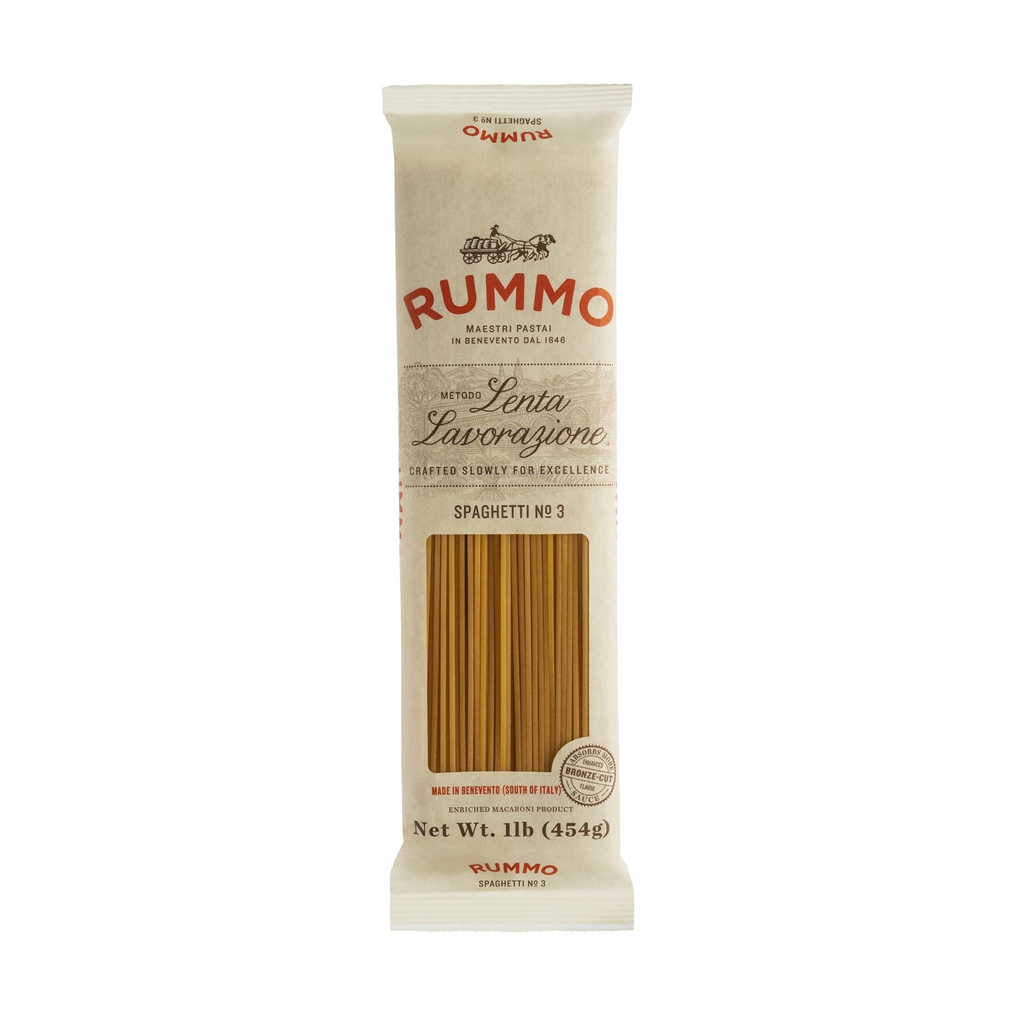 Rummo Spaghetti Pasta N.3 - Spaghetti Pasta Noodles, Durum Wheat Pasta, Thin Spaghetti Noodles, Italian Pasta, Dry Pasta - 16 Ounce (Pack of 1)