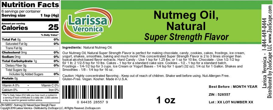Nutmeg Oil, Natural Super Strength Flavor (1 oz, ZIN: 528557) - 2 Pack