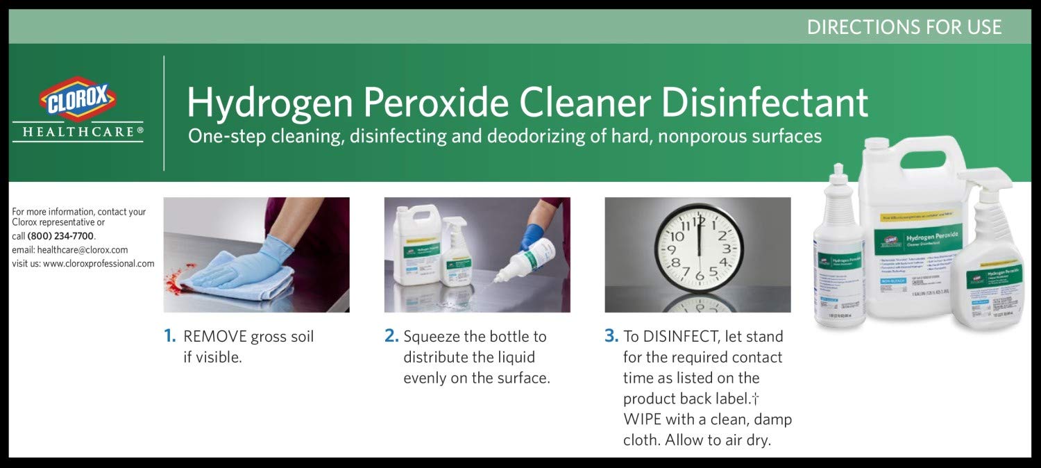 Clorox Healthcare Hydrogen Peroxide Cleaner Disinfectant Refill, Bleach Free, 128 Fluid Ounces (Package May Vary)