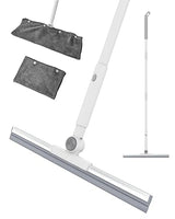Qriveunet Heavy Duty Floor Squeegee for Concrete Floor- 16.7” Silicone Broom with Cloth Clip Design, 53” Extendable Window Cleaner, Bathroom Mop