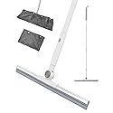 Qriveunet Heavy Duty Floor Squeegee for Concrete Floor- 16.7” Silicone Broom with Cloth Clip Design, 53” Extendable Window Cleaner, Bathroom Mop