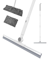 Qriveunet Heavy Duty Floor Squeegee for Concrete Floor- 16.7” Silicone Broom with Cloth Clip Design, 53” Extendable Window Cleaner, Bathroom Mop