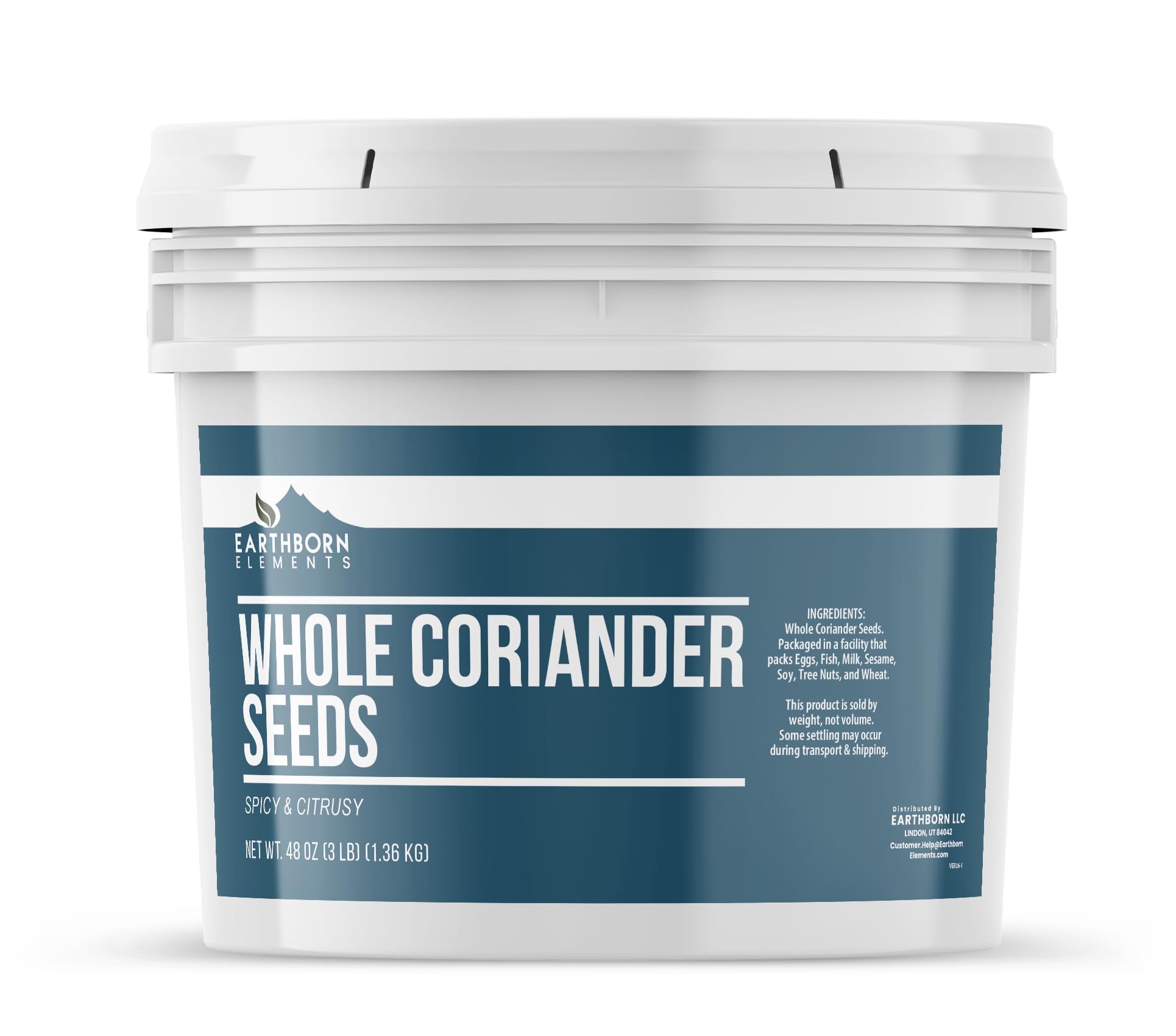 Earthborn Elements Whole Coriander Seeds 1 Gallon Bucket, Pickling & Meat Rubs, Spicy & Citrusy
