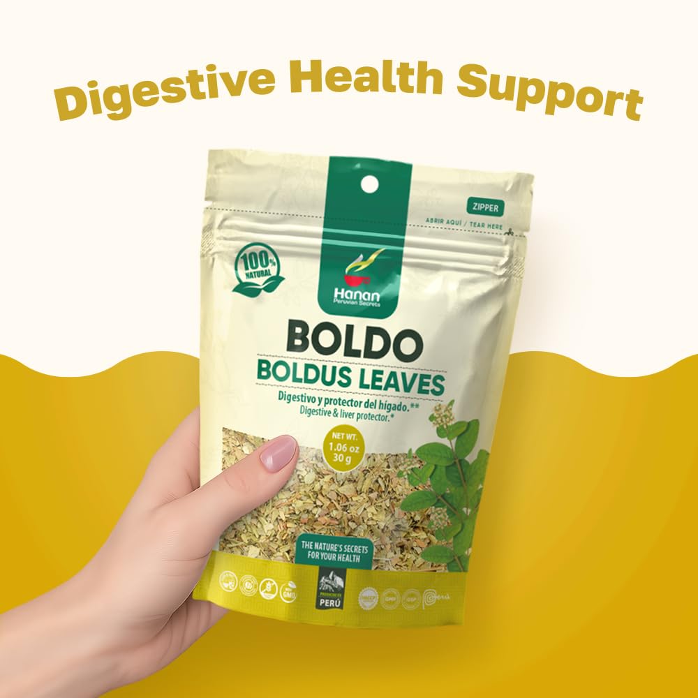 Hanan Peruvian Secrets Boldo Herbal Tea | 100% Natural Boldus | 1.06oz / 30g | Natural Detox and Diuretic Aid|Promotes Good Digestion (Single Pack)