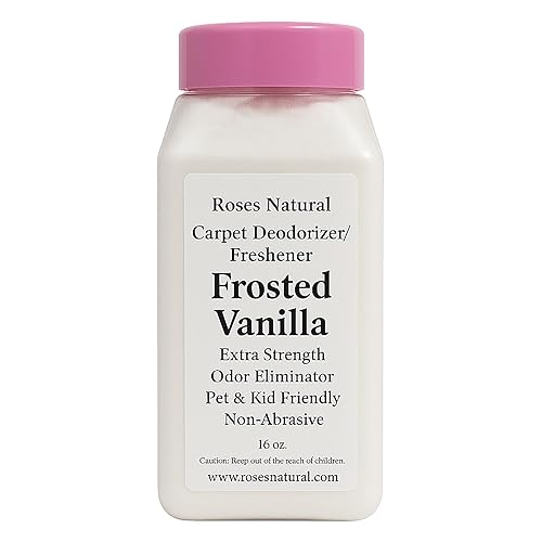 Roses Natural Carpet Deodorizer and Freshener, Inspired by Ice Vanilla Woods, Extra Strength, Pet & Kid Safe, Vanilla Pumpkin Scent, 16 oz (Frosted