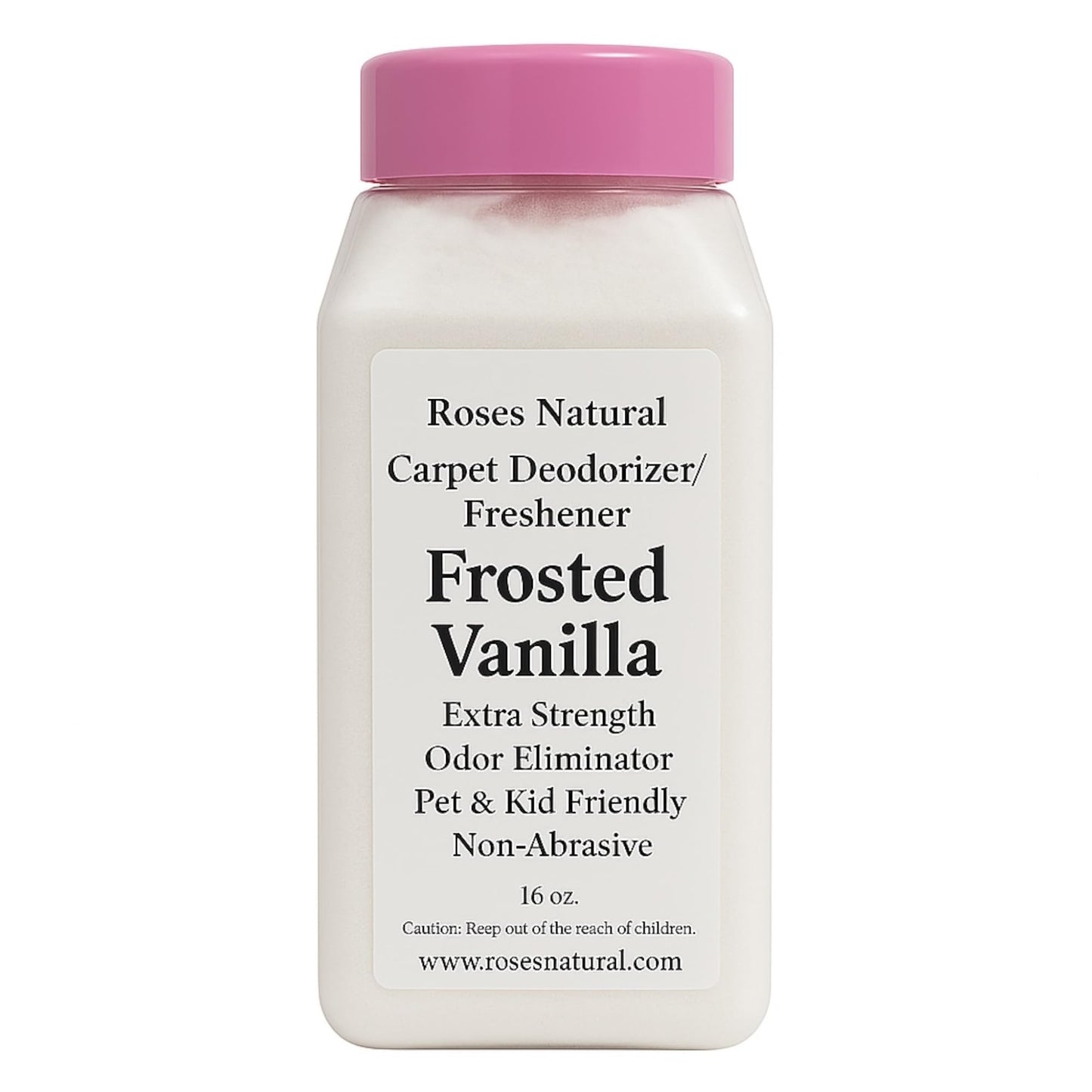 Roses Natural Carpet Deodorizer and Freshener, Inspired by Ice Vanilla Woods, Extra Strength, Pet & Kid Safe, Vanilla Pumpkin Scent, 16 oz (Frosted