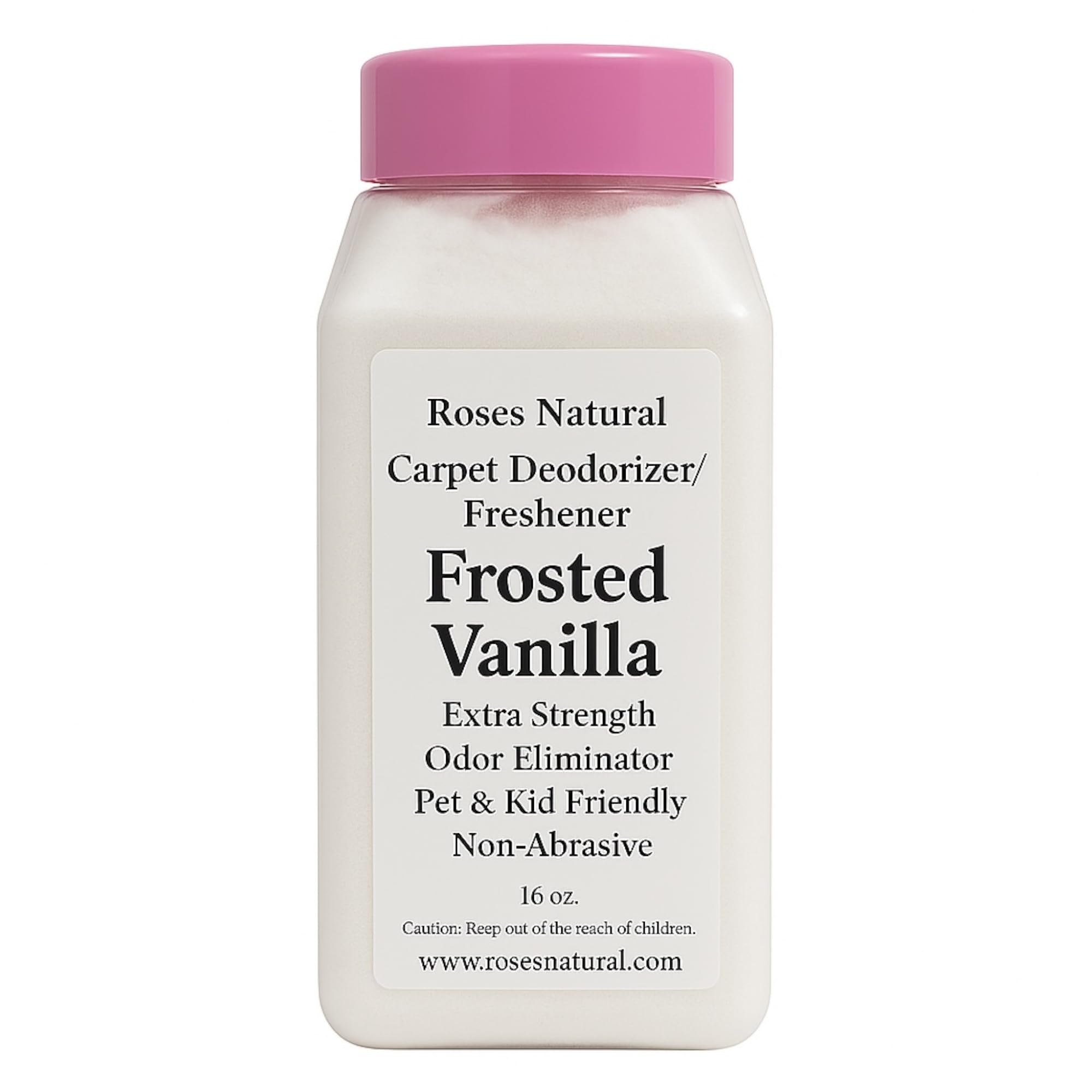 Roses Natural Carpet Deodorizer and Freshener, Inspired by Ice Vanilla Woods, Extra Strength, Pet & Kid Safe, Vanilla Pumpkin Scent, 16 oz (Frosted